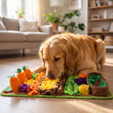Golden retriever snuffelt in de Furleza snuffelmat