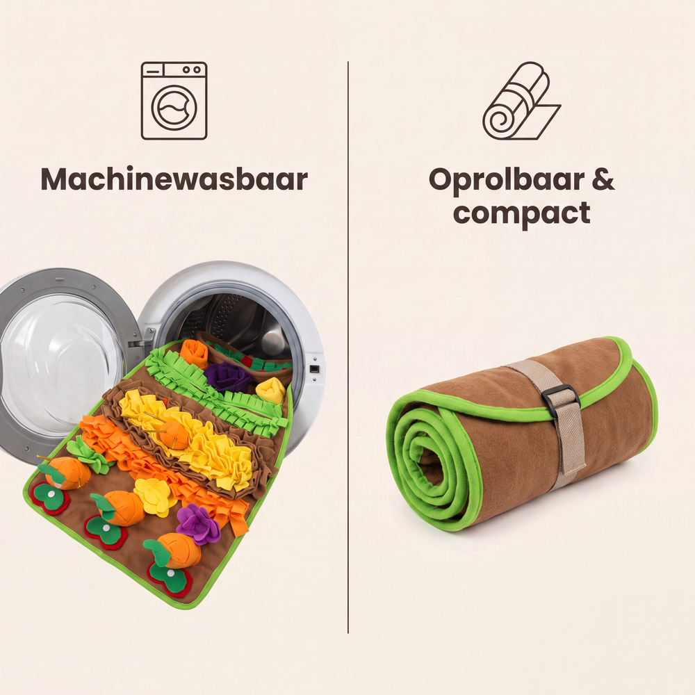 Snuffelmat machinewasbaar en oprolbaar en compact